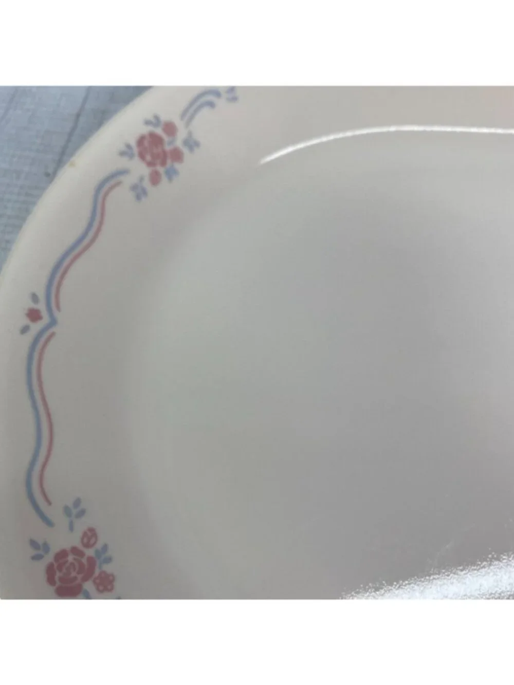 Corelle Corning ENGLISH BREAKFST Sandstone Floral Blue Pink Lines Oval Platter